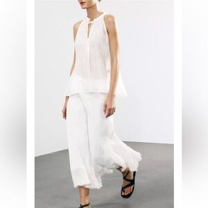 ZARA 100% LINEN MIDI SKIRT ZW COLLECTION - NEW WITH TAGS